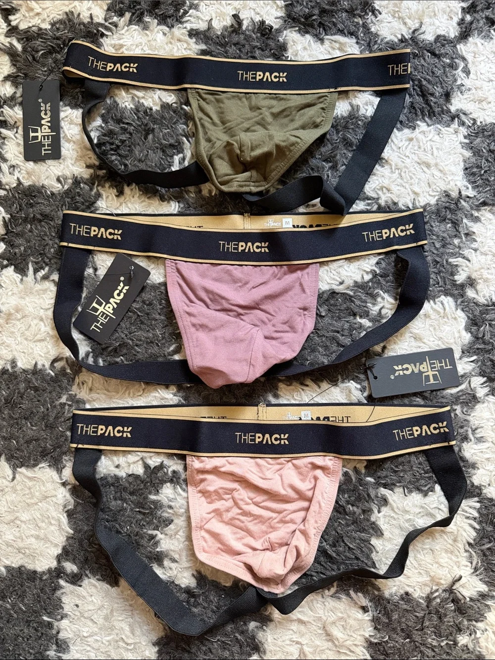 Men's Jockstraps - Olive, Mauve, Soft Dusty Pink (3-Pack)